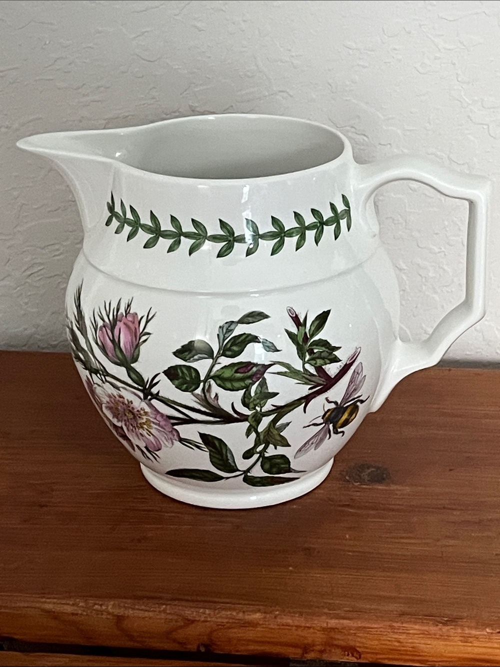 Portmeirion Botanic Garden Staffordshire Jug VTG  🐝  🦋 Wood Rose 32 Oz